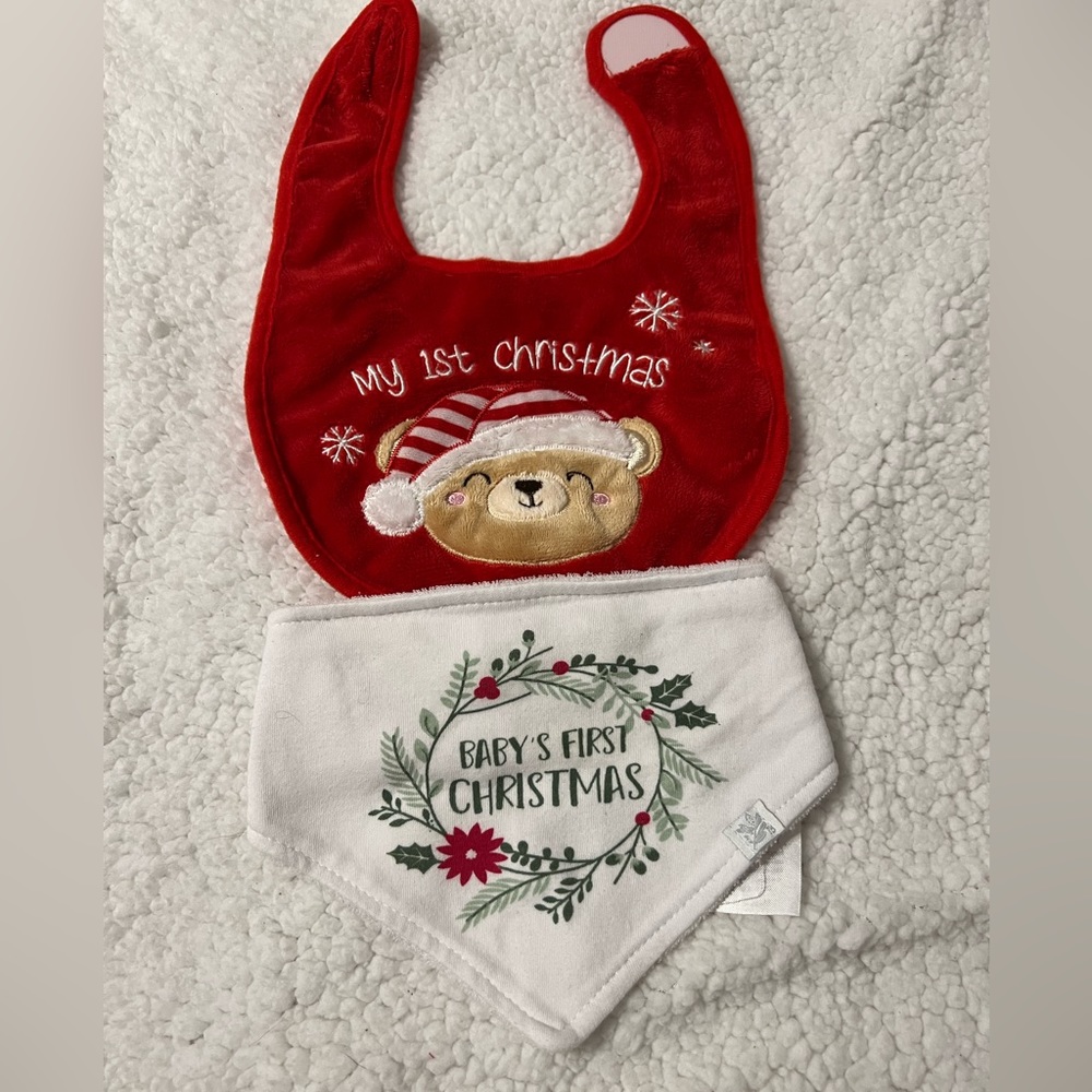 Baby’s first Christmas bibs
